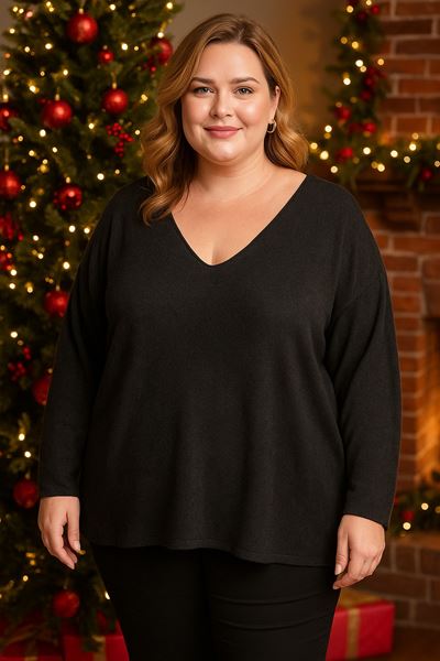 Picture of CURVY GIRL SOFT V NECK JUMPER